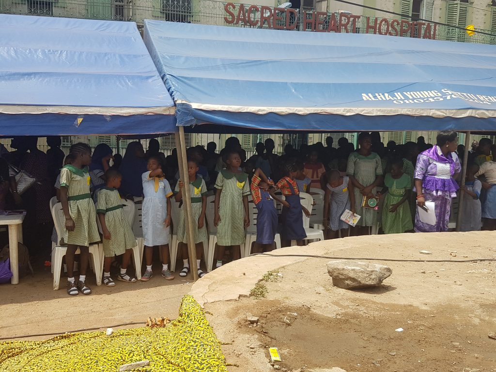 A cross section of Girls from the St Claver School and other part of Abeokuta stood as the programme commenced