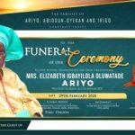 Funeral Arrangement for Madam Elizabeth Igbayiola Oluwatade Ariyo