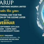 World Ozone Day: Arup Nigeria sets to mark International Day for the Preservation of the Ozone Layer, Invites all to its Webinar
