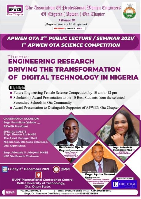 APWEN Ota 2nd Public Lecture to examine the Transformation of Digital Technology in Nigeria