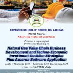 Workshop on Natural Gas Value Chain Business Development and Techno-Economic Investment Decision Strategies